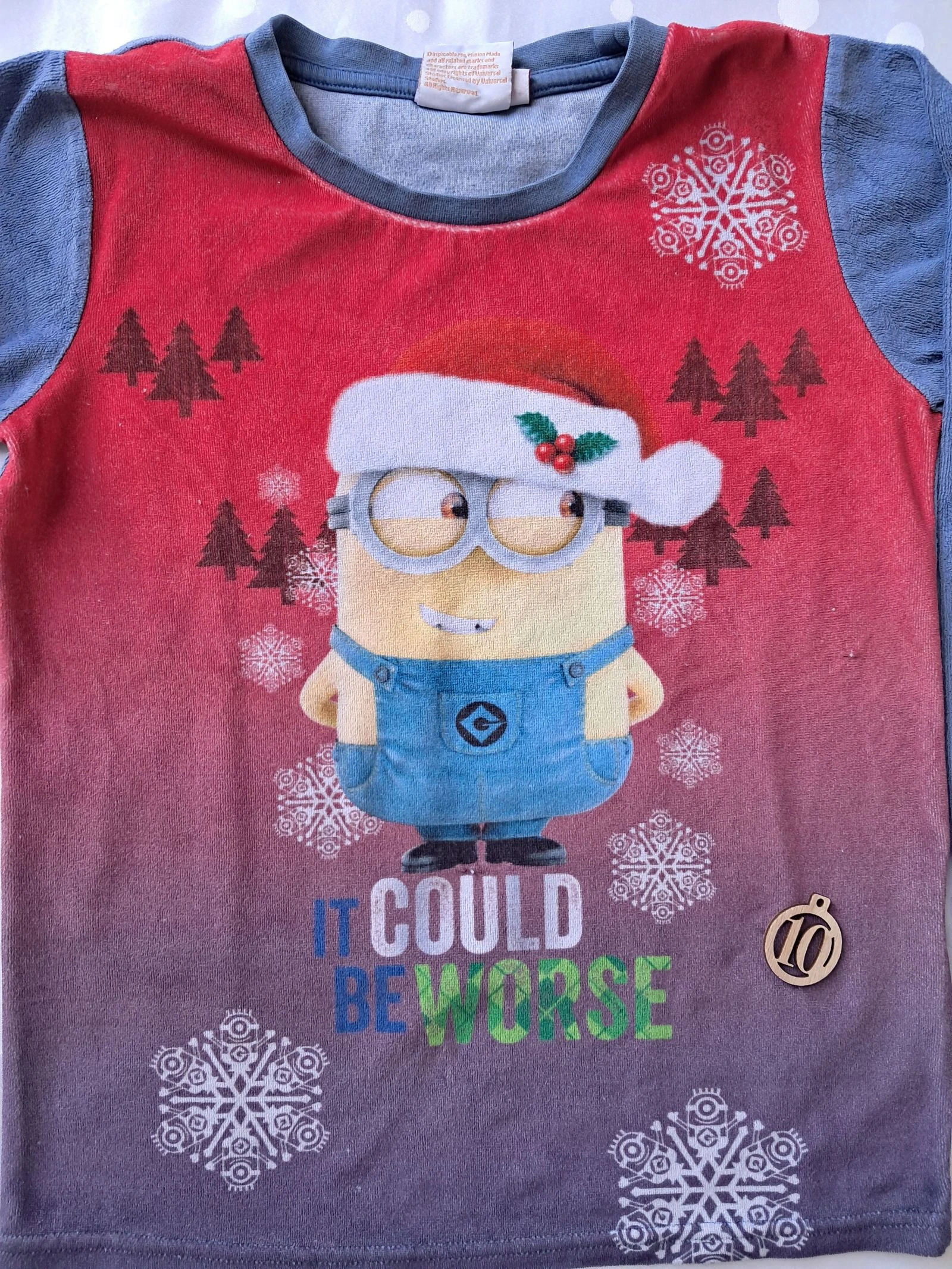 Pijama de terciopelo Minions Navidad talla 10 años – photo 3
